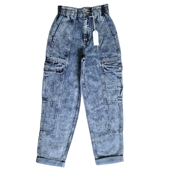 Petra 153 | Acid Wash Cargo Boyfriend Jeans | Size Medium - Picture 4 of 15